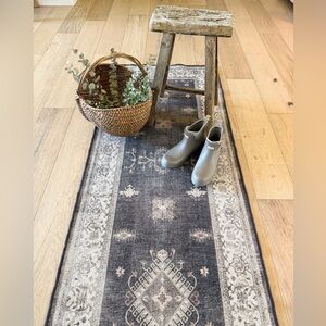 Ruggable Washable Vintage Style Runner Rug | Verena Dark Wood | No Pad